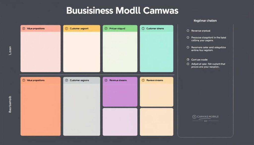 Generate an image of a creative business model canvas using the Canva Creative Business Model Canvas template.