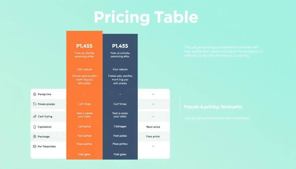 Generate an image of a pricing table using the Canva Pricing Table Template.