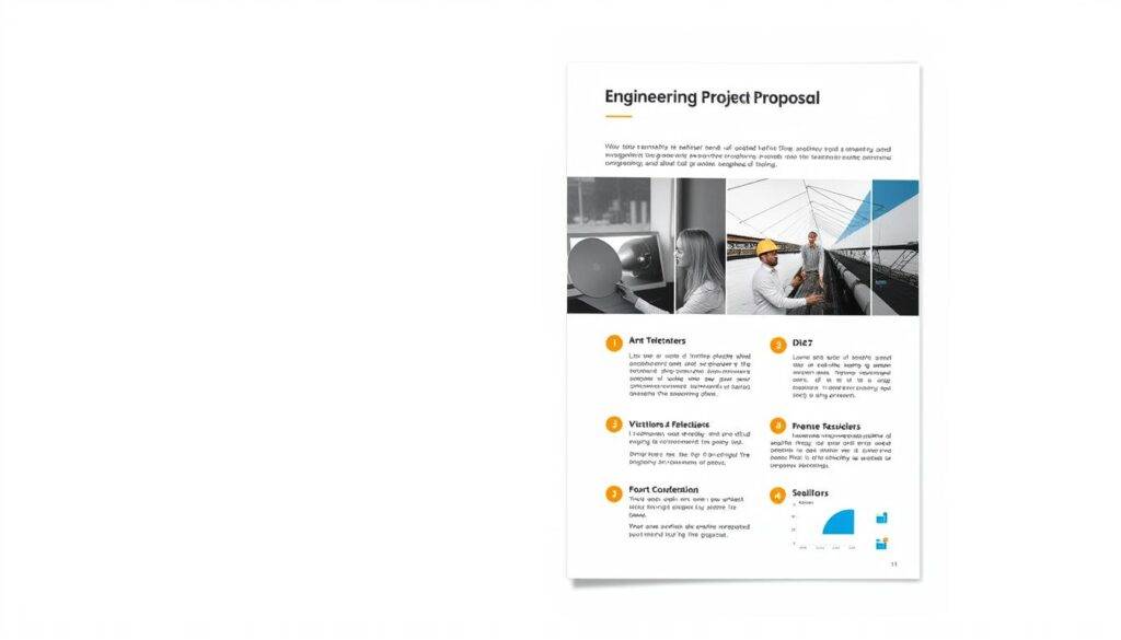 Generate an image of an engineering project proposal using the Canva Engineering Project Proposal template.