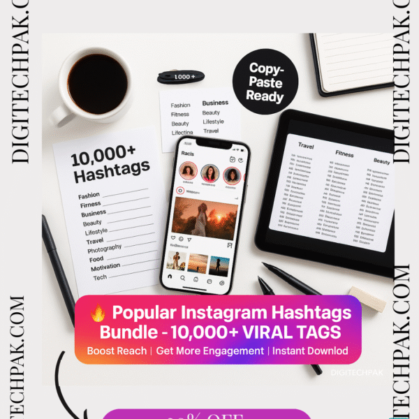 Popular Instagram Hashtags for Growth | DigiTechPak Bundle