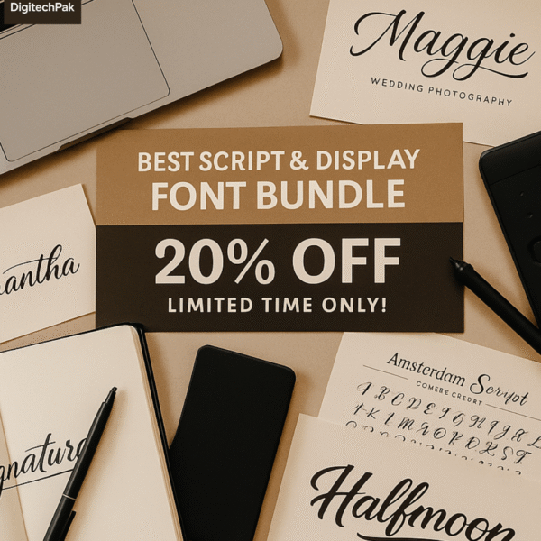 Best Script & Display Font Bundle – Limited Time 20% OFF | DigiTechPak