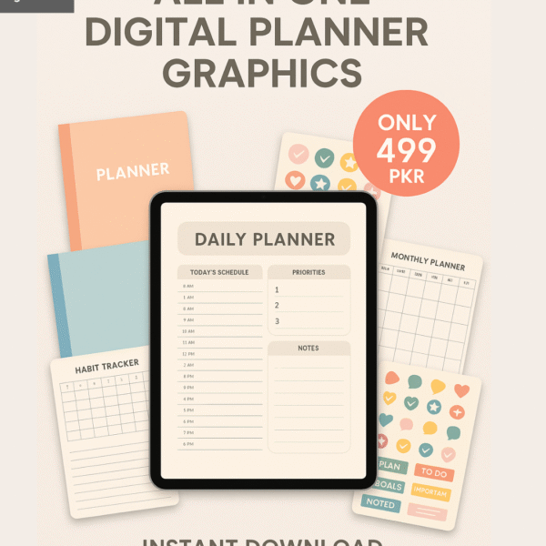 All in One Digital Planner Graphics – Instant Download | Only 499 PKR
