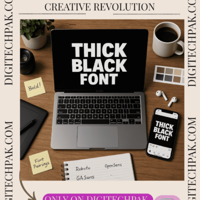 Bold text design featuring Thick Black Font on a clean white background – ideal for headlines and branding.