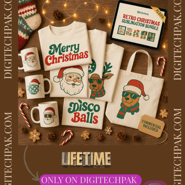 Retro Christmas Sublimation Bundle – Festive Designs Pack