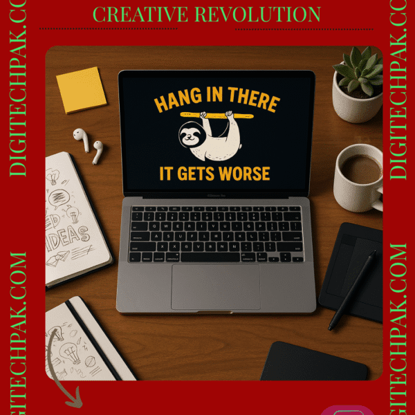 Funny "Hang in There It Gets Worse" PNG – DigiTechPak