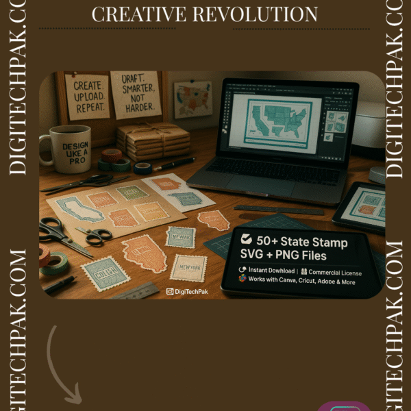 States on Stamps SVG PNG Bundle Clipart
