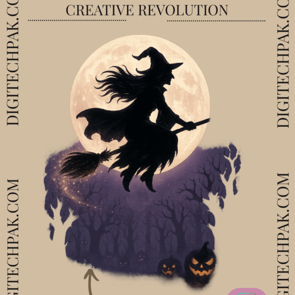 Halloween Witch Graphic Design PNG – Spooky & Creative Digital Art