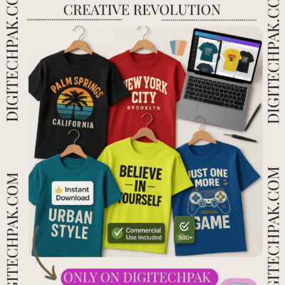 Editable T-shirt design bundle with 500+ print-ready templates for POD creators
