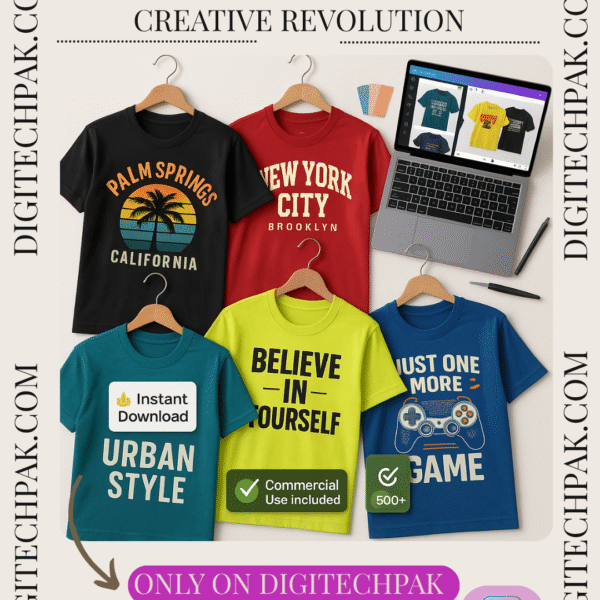 Editable T-shirt design bundle with 500+ print-ready templates for POD creators