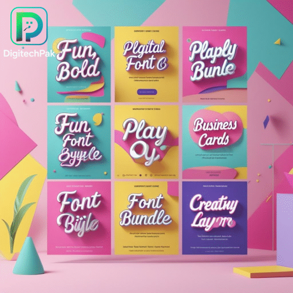 Playful Font Bundle – Creative, Editable Fonts by DigiTechPak