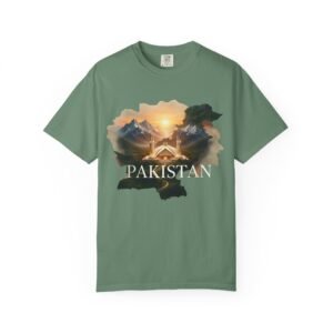 Iconic Faisal Mosque Sunset: Artistic Pakistan Landmark Graphic Tee