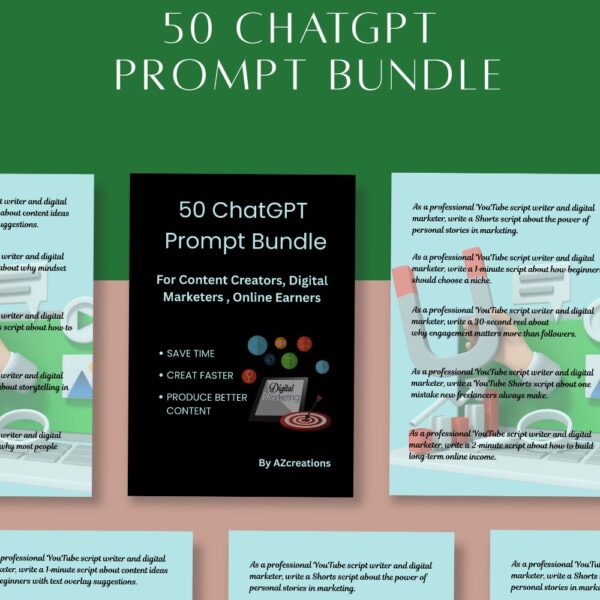 50 Powerful ChatGPT Prompts for Digital Marketing, Freelancing & Online earning (Instant Download)