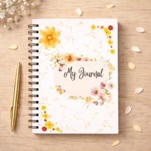 Floral My Journal Spiral Notebook | Watercolor Flowers, Yellow Peach Cover |Printable PDF