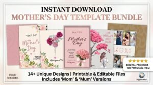 Mother’s Day Card Templates | Editable in Canva | Instant Download | Printable Designs