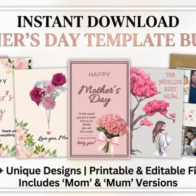 Mother’s Day Card Templates | Editable in Canva | Instant Download | Printable Designs
