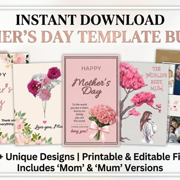 Mother’s Day Card Templates | Editable in Canva | Instant Download | Printable Designs