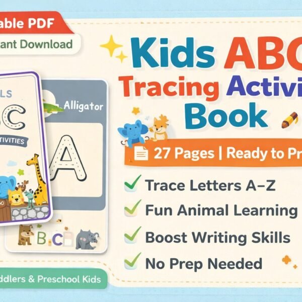 Kids ABC Tracing Activity Book (Animal Theme)
