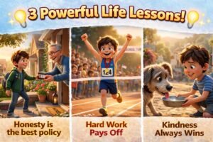3 Bedtime Stories Pack for Kids – Honesty, Hard Work & Kindness