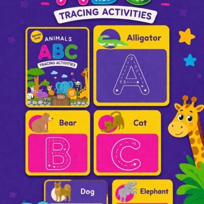 Animals ABC Tracing Cards for Kids