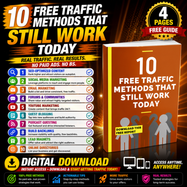10 Free Traffic Methods That Still Work Today | Website Traffic Guide | Instant Download