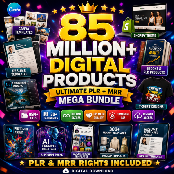 85 Million Premium Digital Products | PLR & MRR Rights | Digital Download