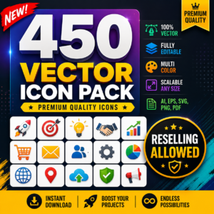 Ultimate 450 Premium Vector Icon Pack | Resell Rights | Digital Download