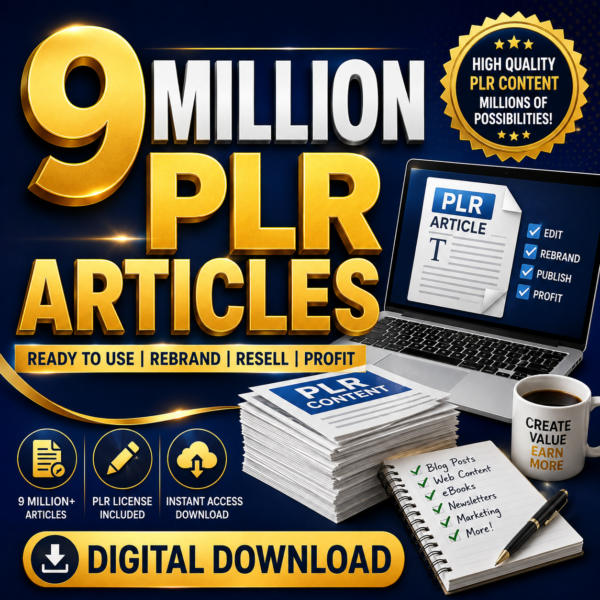 9 Million Trendy PLR Articles Bundle Editable Content Library Digital Download